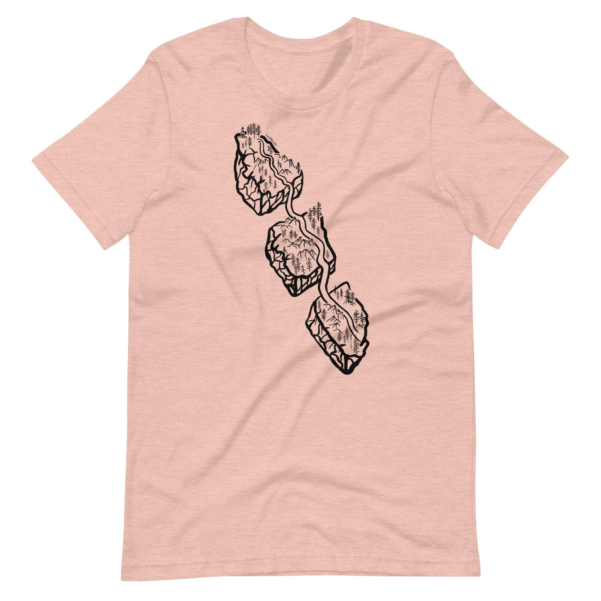 Design of Van Isle Highway - Unisex t-shirt , the colour is Heather Prism Peach