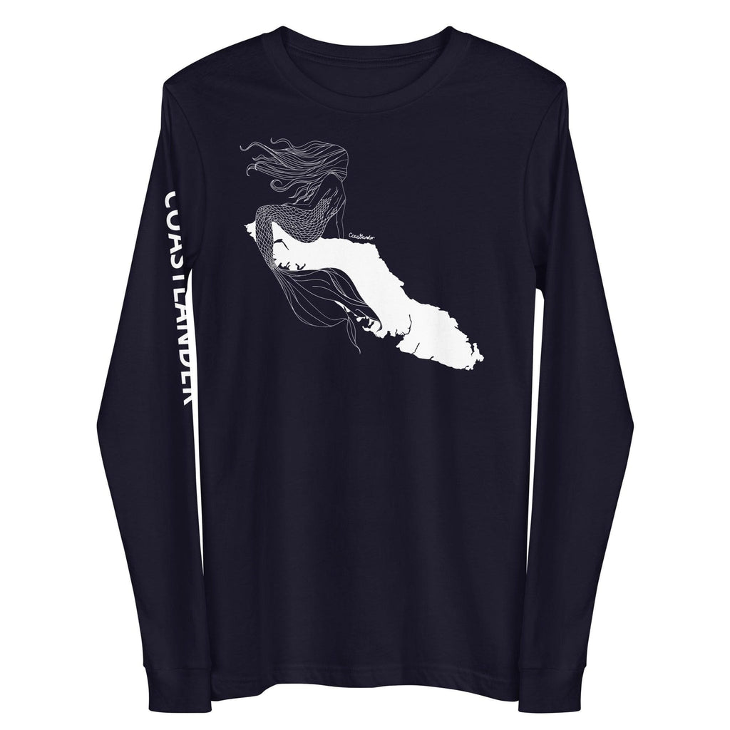 Design of Van Isle Mermaid - Unisex Long Sleeve Tee , the colour is Navy