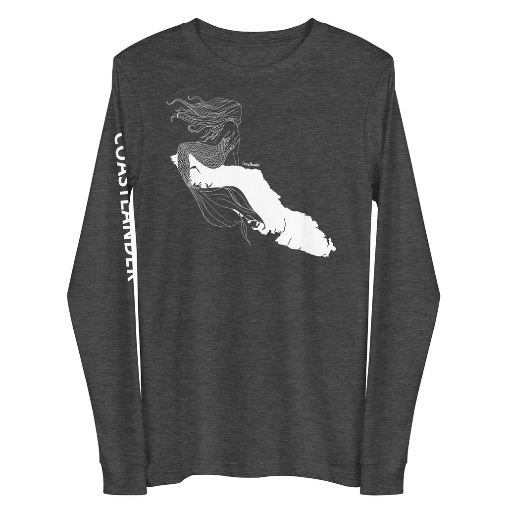 Design of Van Isle Mermaid - Unisex Long Sleeve Tee , the colour is Dark Grey Heather