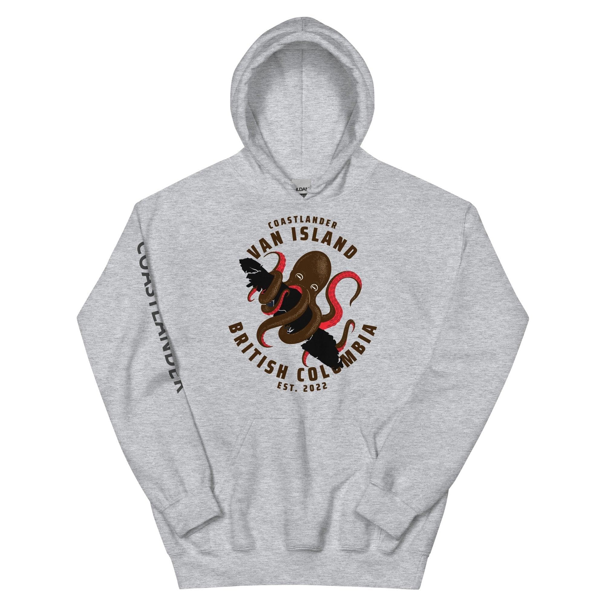 Design of Van Isle Octopus - Gildan Unisex Hoodie , the colour is Sport Grey