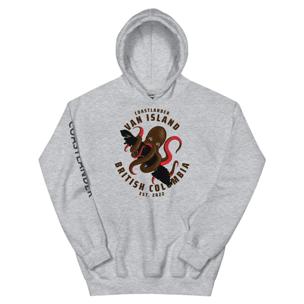 Design of Van Isle Octopus - Gildan Unisex Hoodie , the colour is Sport Grey