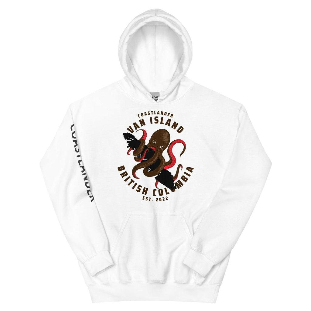 Design of Van Isle Octopus - Gildan Unisex Hoodie , the colour is White