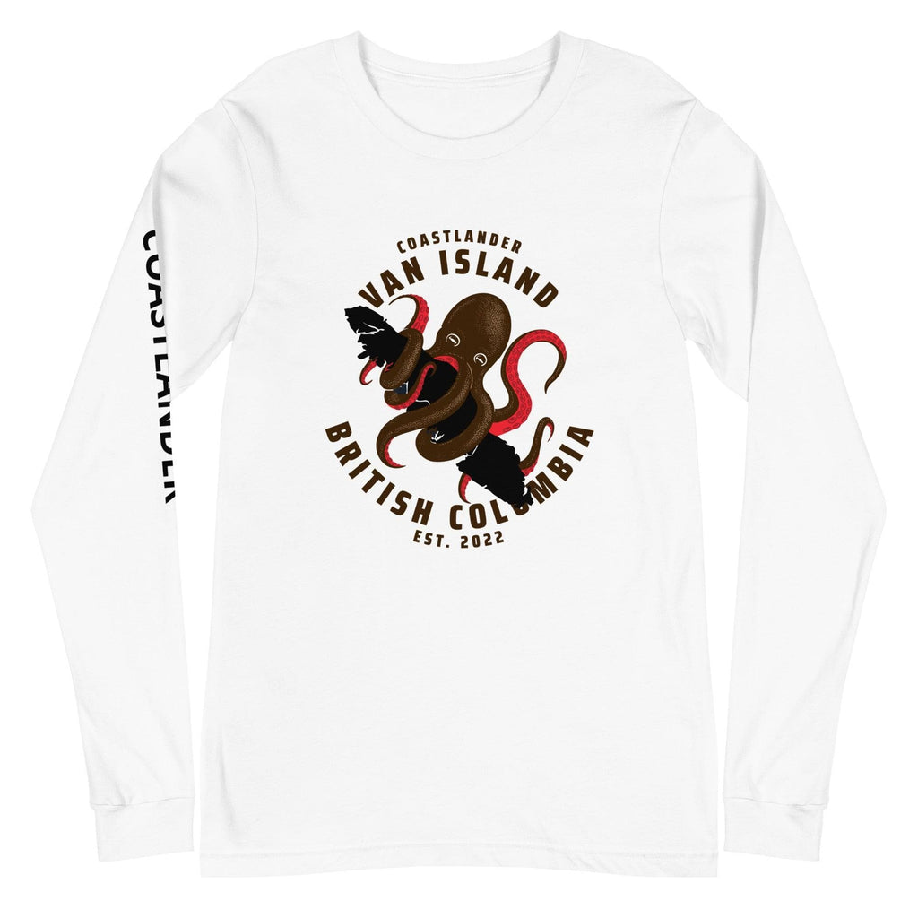 Design of Van Isle Octopus - Unisex Long Sleeve Tee , the colour is White