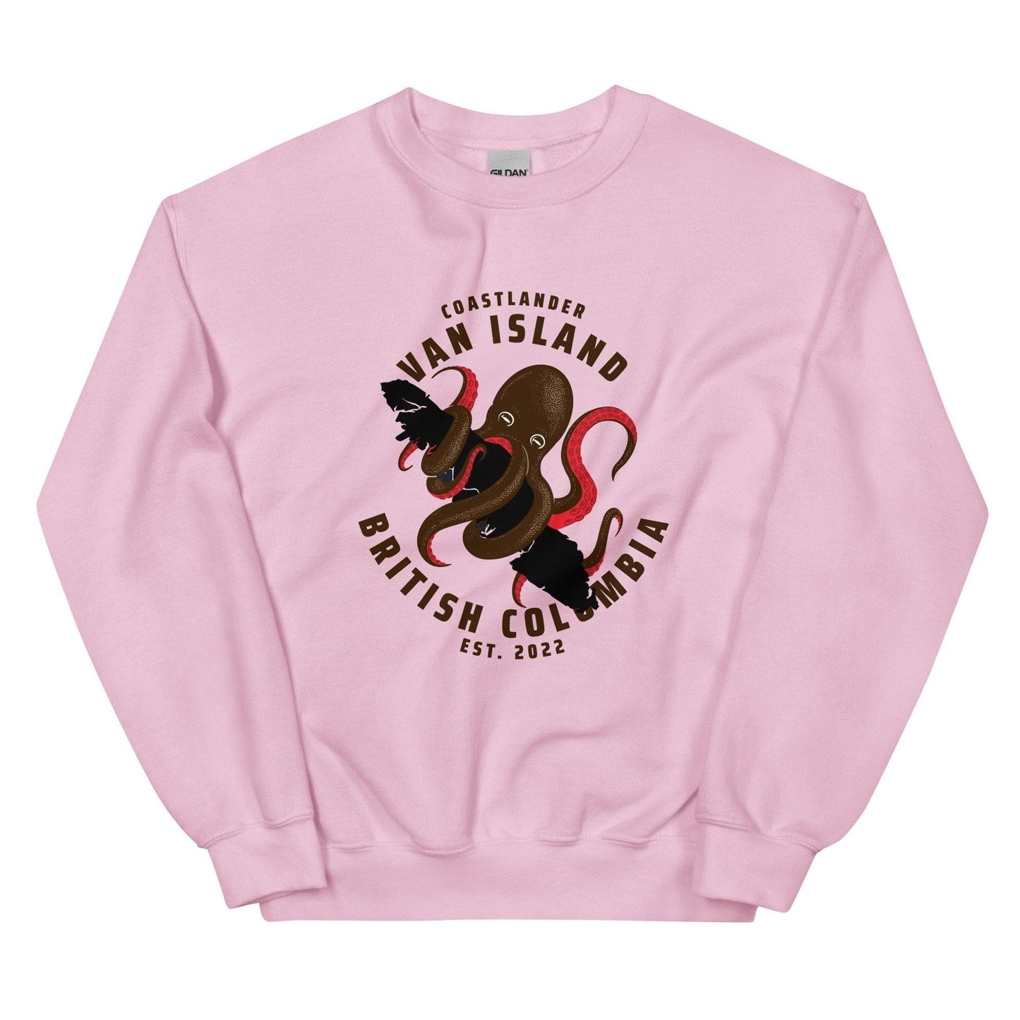 Design of Van Isle Octopus - Unisex Sweatshirt , the colour is Light Pink