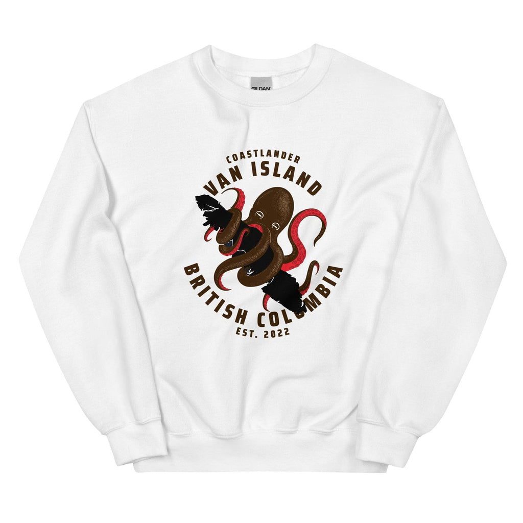 Design of Van Isle Octopus - Unisex Sweatshirt , the colour is White