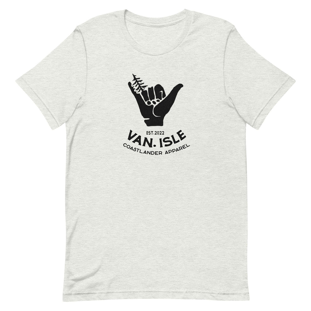 Design of Van Isle - Shaka - Tree - Hang Loose - Unisex t-shirt , the colour is Ash