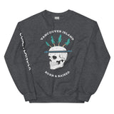 Design of Van Isle Skeleton - Unisex Sweatshirt , the colour is Dark Heather