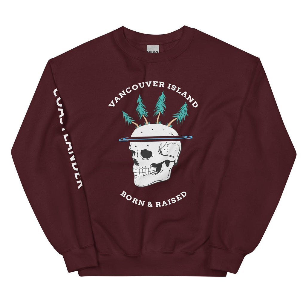 Design of Van Isle Skeleton - Unisex Sweatshirt , the colour is Maroon