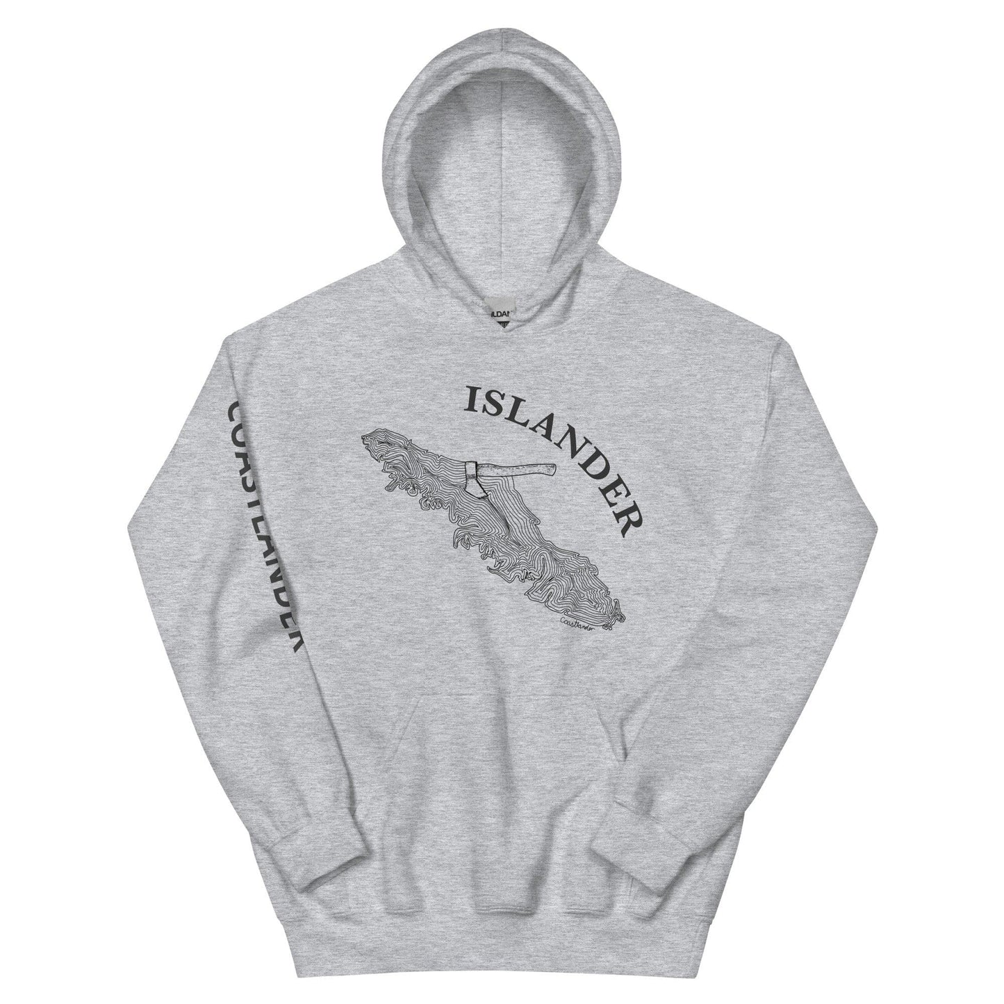 Design of Van Isle Stump - Gildan Unisex Hoodie , the colour is Sport Grey