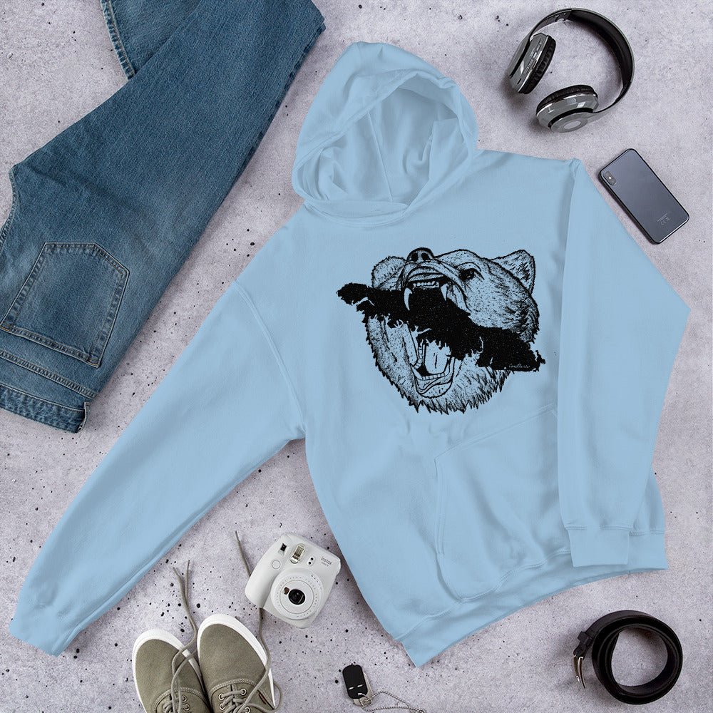 Design of Vancouver Island Bear - Unisex Hoodie , the colour is Light Blue