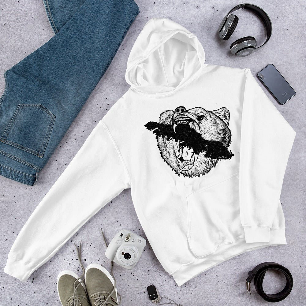 Design of Vancouver Island Bear - Unisex Hoodie , the colour is White