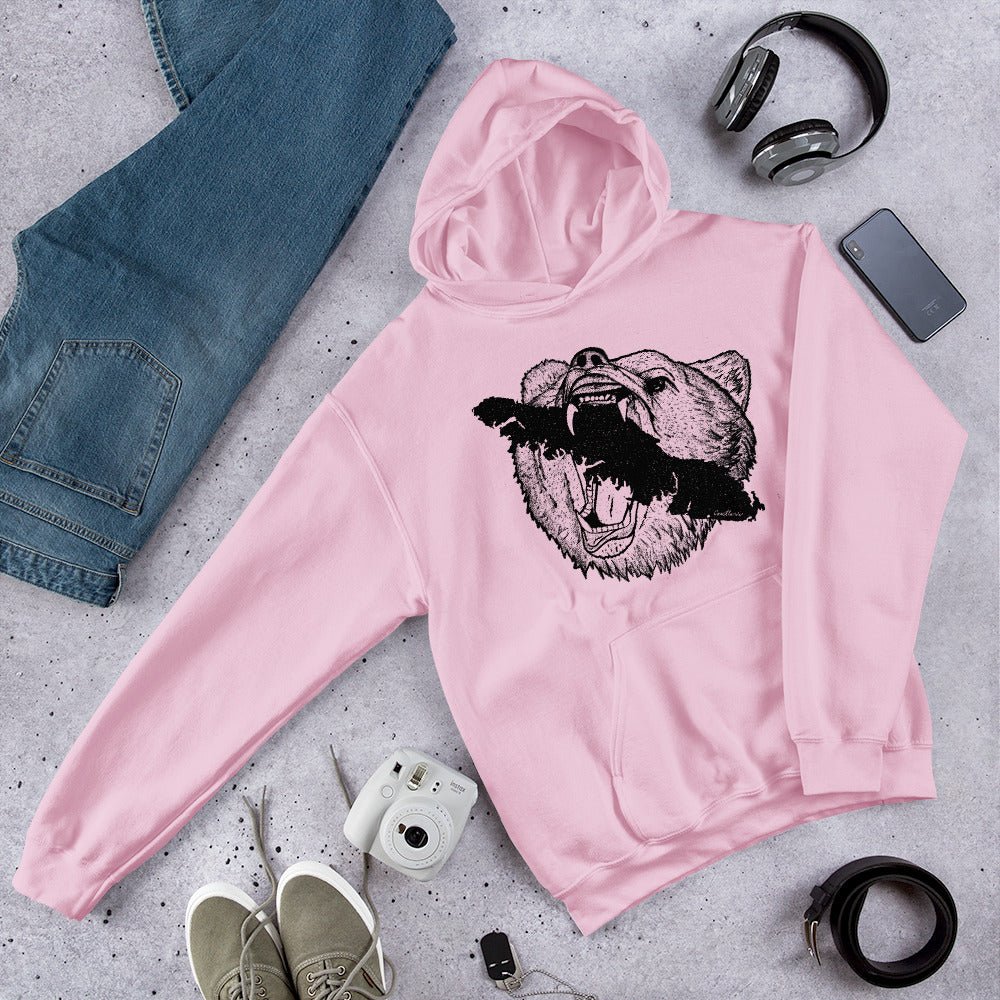 Design of Vancouver Island Bear - Unisex Hoodie , the colour is Light Pink