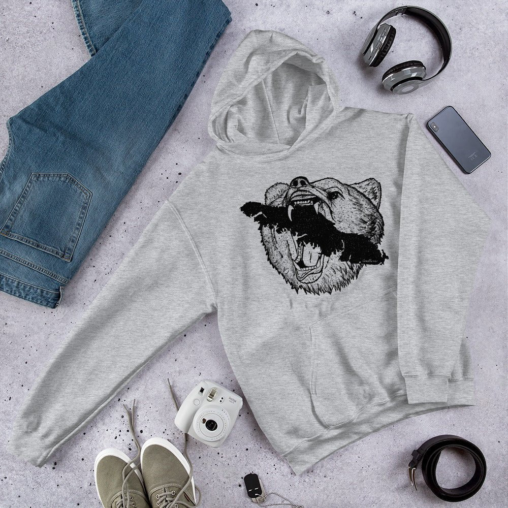 Design of Vancouver Island Bear - Unisex Hoodie , the colour is Sport Grey