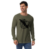 Design of Vancouver Island Bear - Unisex Long Sleeve Tee , the colour is Military Green
