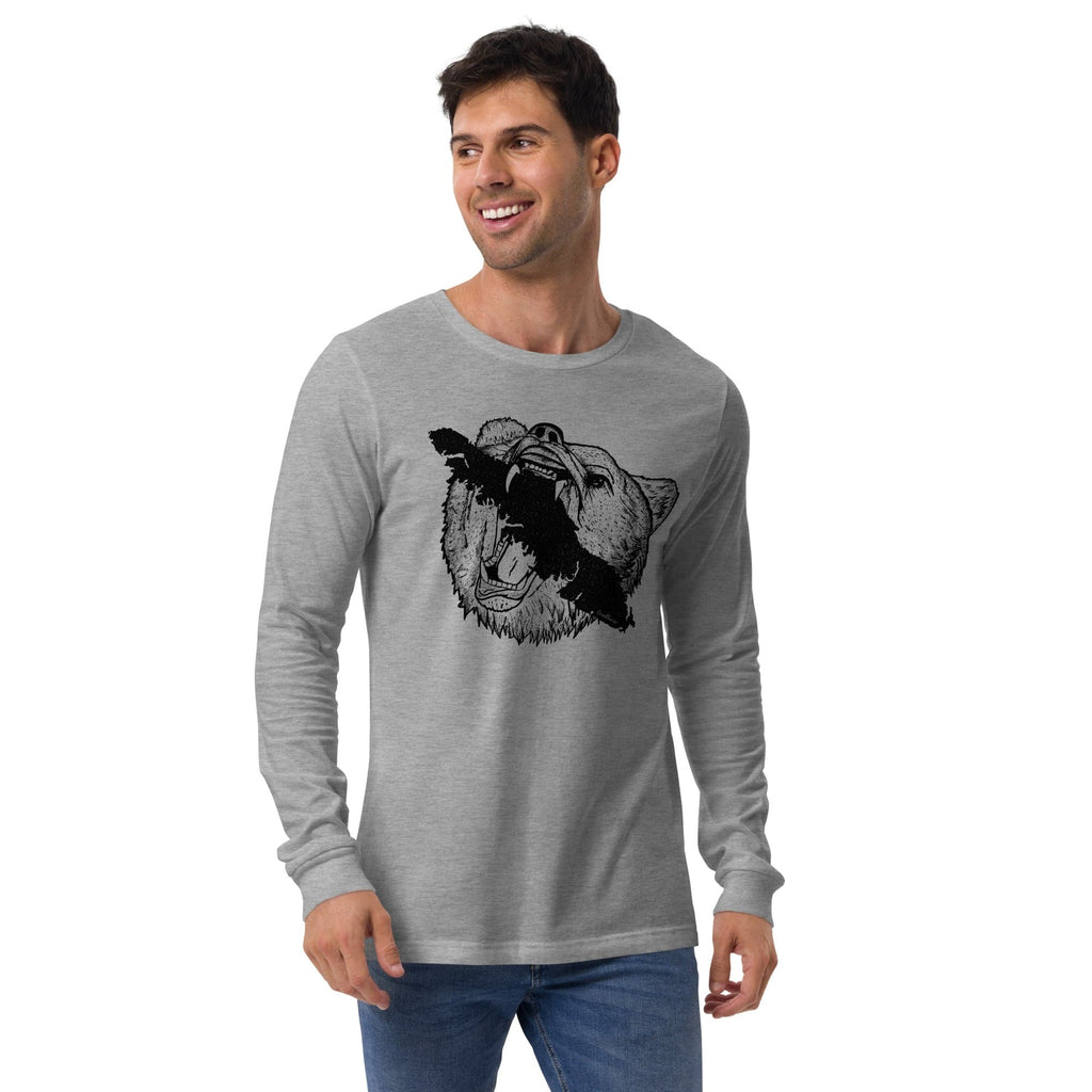 Design of Vancouver Island Bear - Unisex Long Sleeve Tee , the colour is Athletic Heather