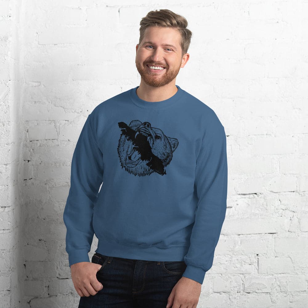 Design of Vancouver Island Bear - Unisex Sweatshirt , the colour is Indigo Blue