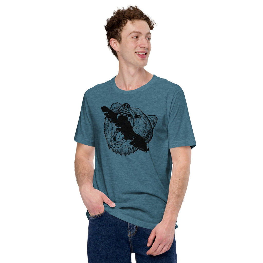 Design of Vancouver Island Bear - Unisex t-shirt , the colour is Heather Deep Teal