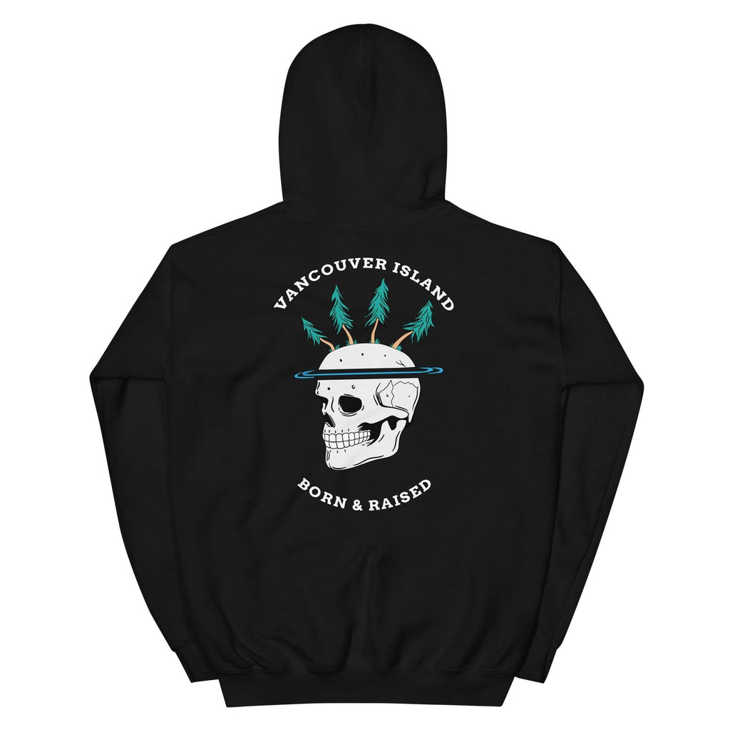 Design of Vancouver Island Born & Raised Skeleton - Gildan Unisex Hoodie , the colour is