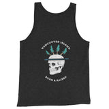Design of Vancouver Island Born & Raised Skeleton - Unisex Tank Top , the colour is Charcoal-Black Triblend