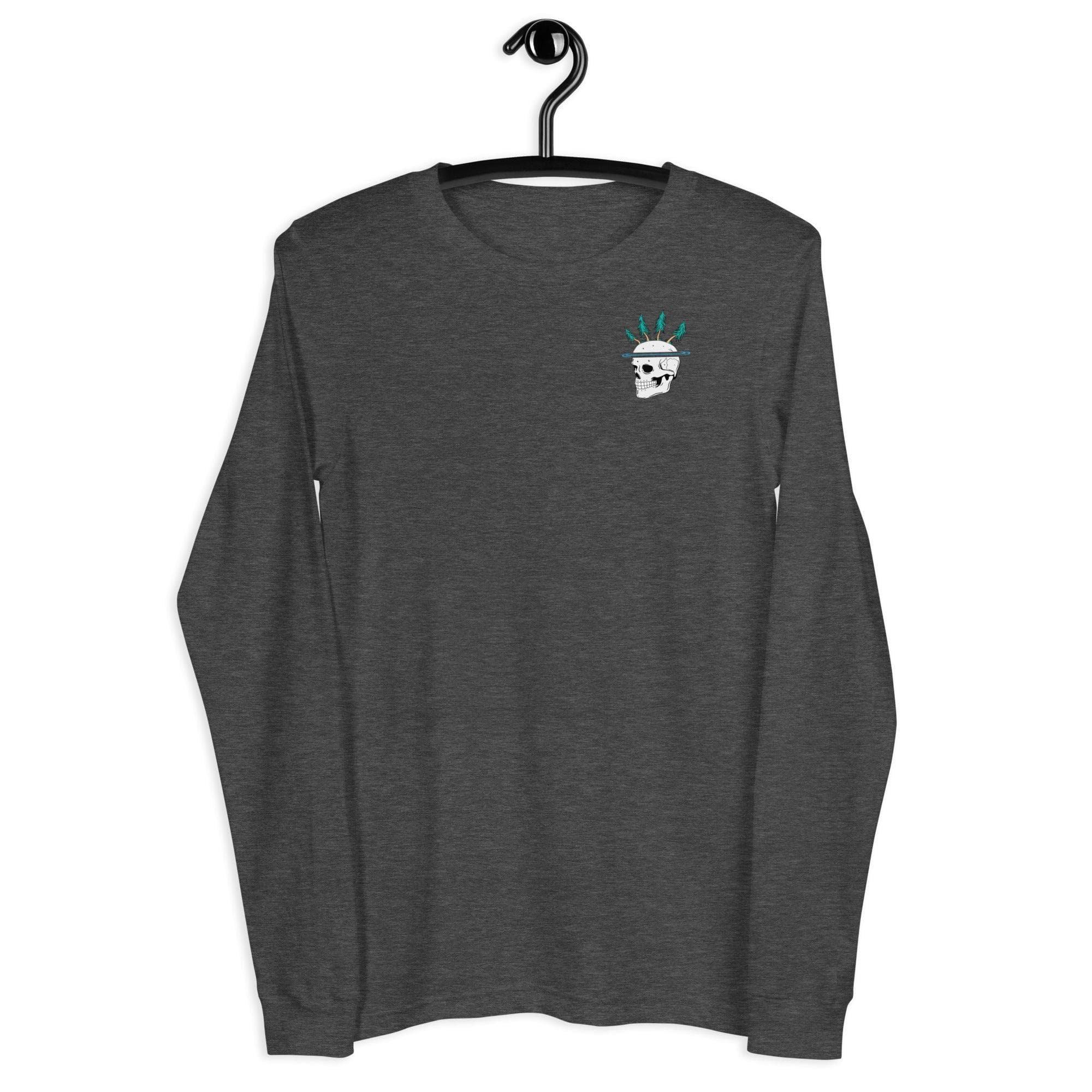 Design of Vancouver Island Born & Raised Skull - Unisex Long Sleeve Tee , the colour is