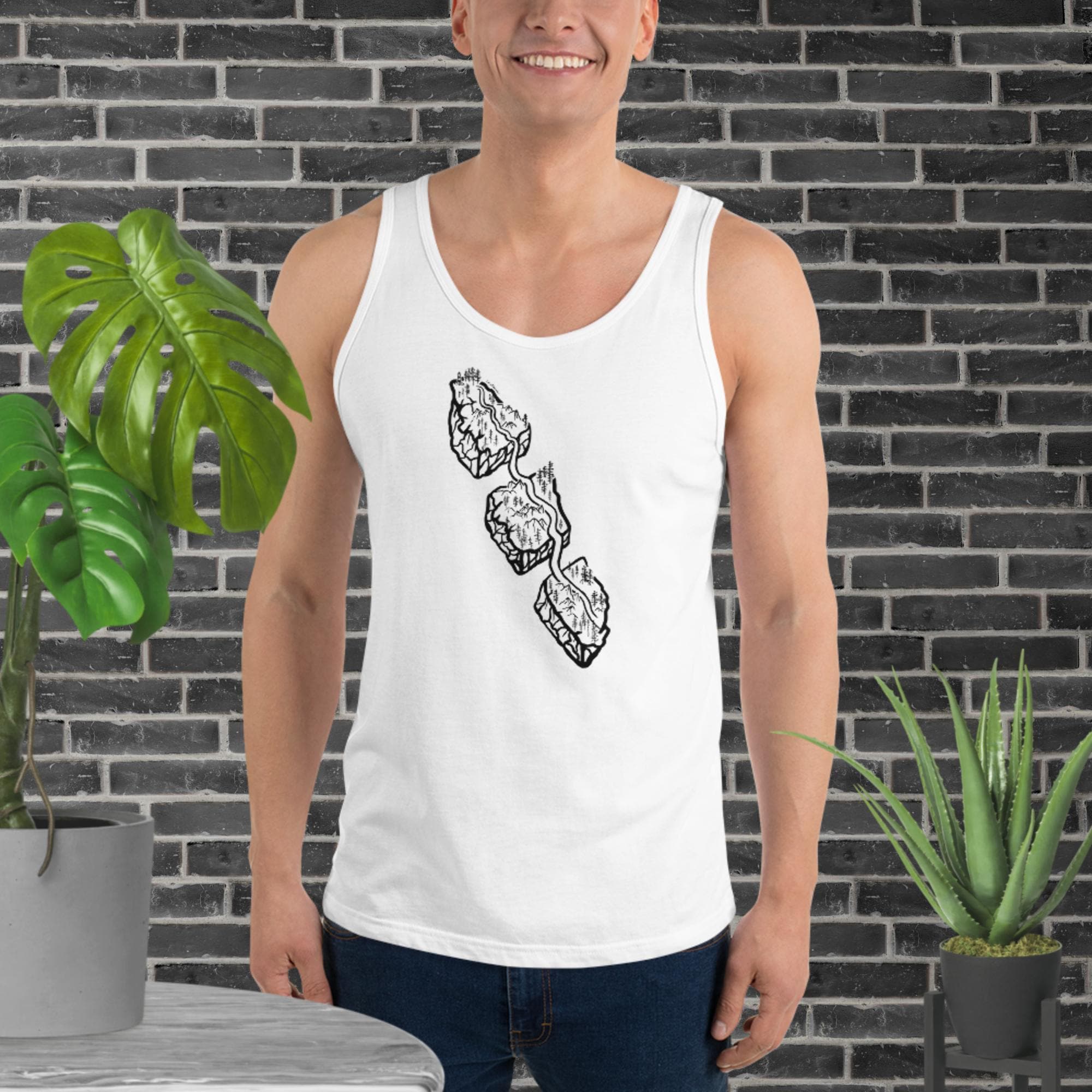 Design of Vancouver Island Highway Design - Unisex Tank Top , the colour is White