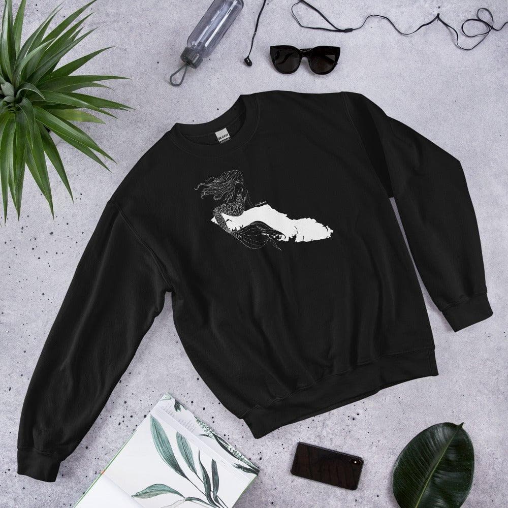Design of Vancouver Island Mermaid - Unisex Sweatshirt , the colour is Black