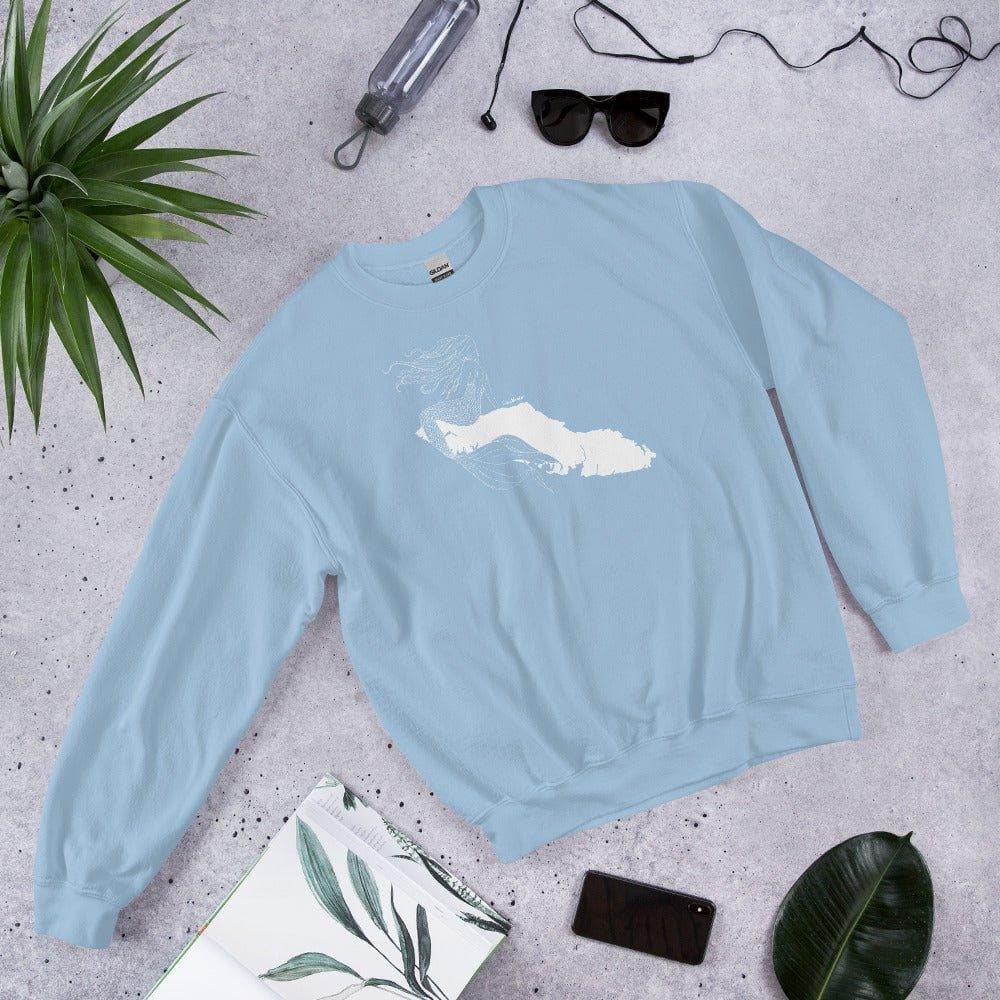 Design of Vancouver Island Mermaid - Unisex Sweatshirt , the colour is Light Blue