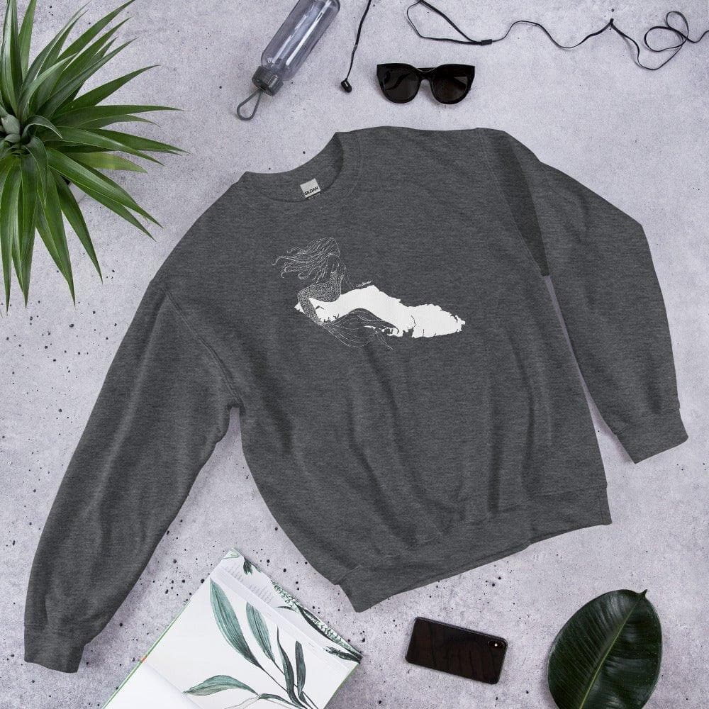 Design of Vancouver Island Mermaid - Unisex Sweatshirt , the colour is Dark Heather