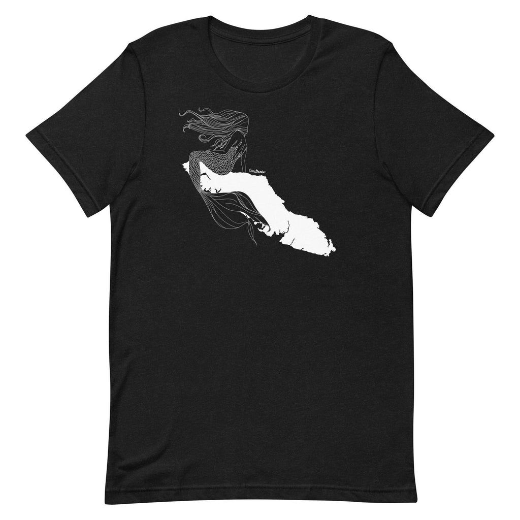 Design of Vancouver Island Mermaid - Unisex t-shirt , the colour is Black Heather