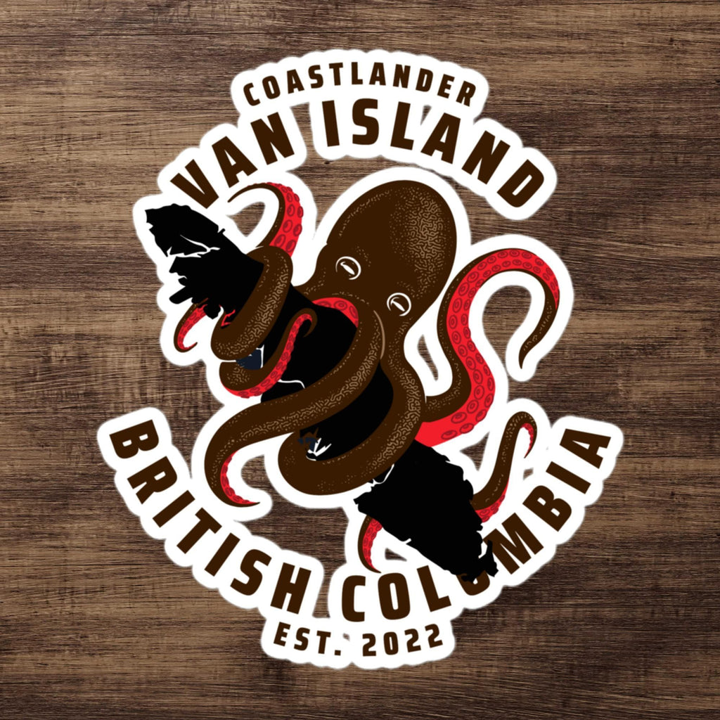 Design of Vancouver Island Octopus - Sticker , the colour is 5.5″×5.5″