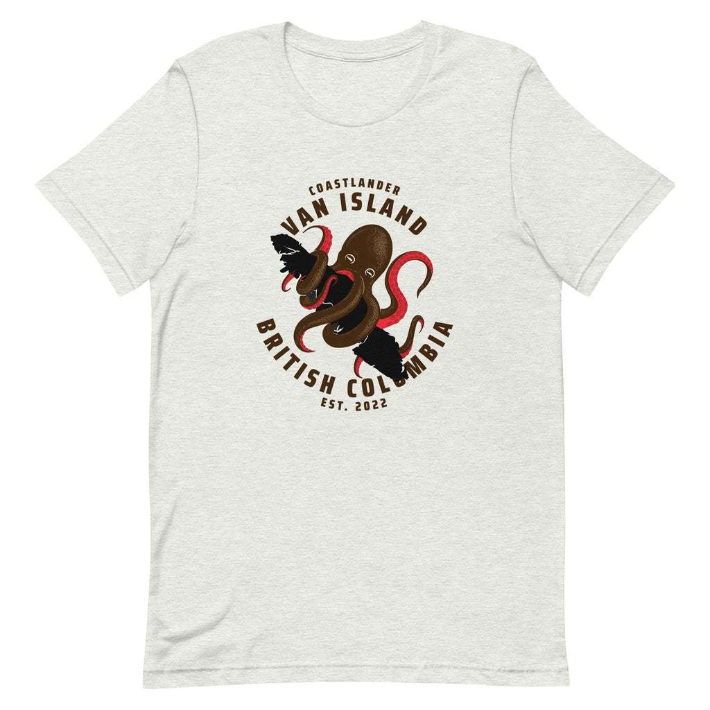 Design of Vancouver Island Octopus - Unisex t-shirt , the colour is Ash