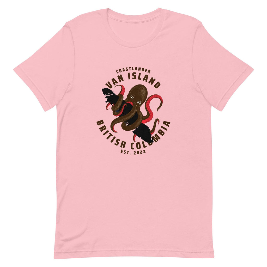 Design of Vancouver Island Octopus - Unisex t-shirt , the colour is Pink
