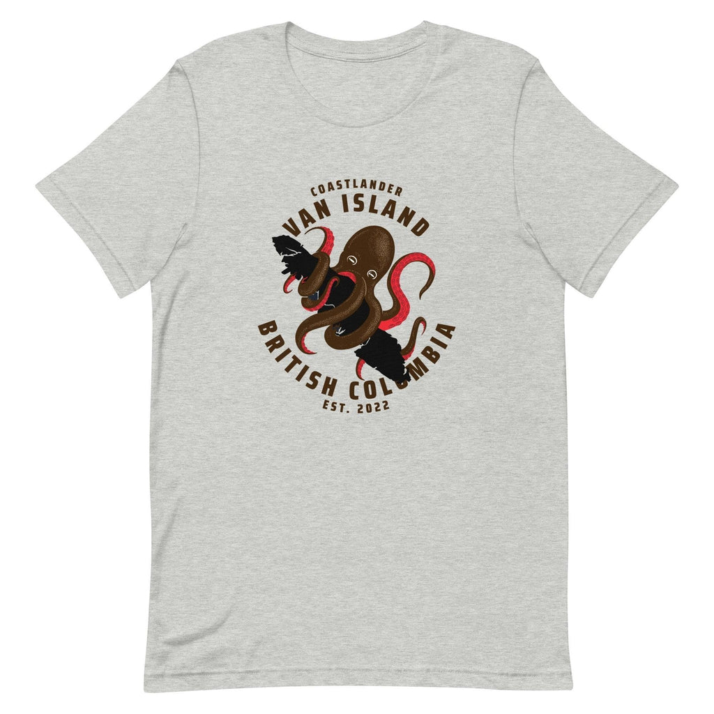 Design of Vancouver Island Octopus - Unisex t-shirt , the colour is Athletic Heather