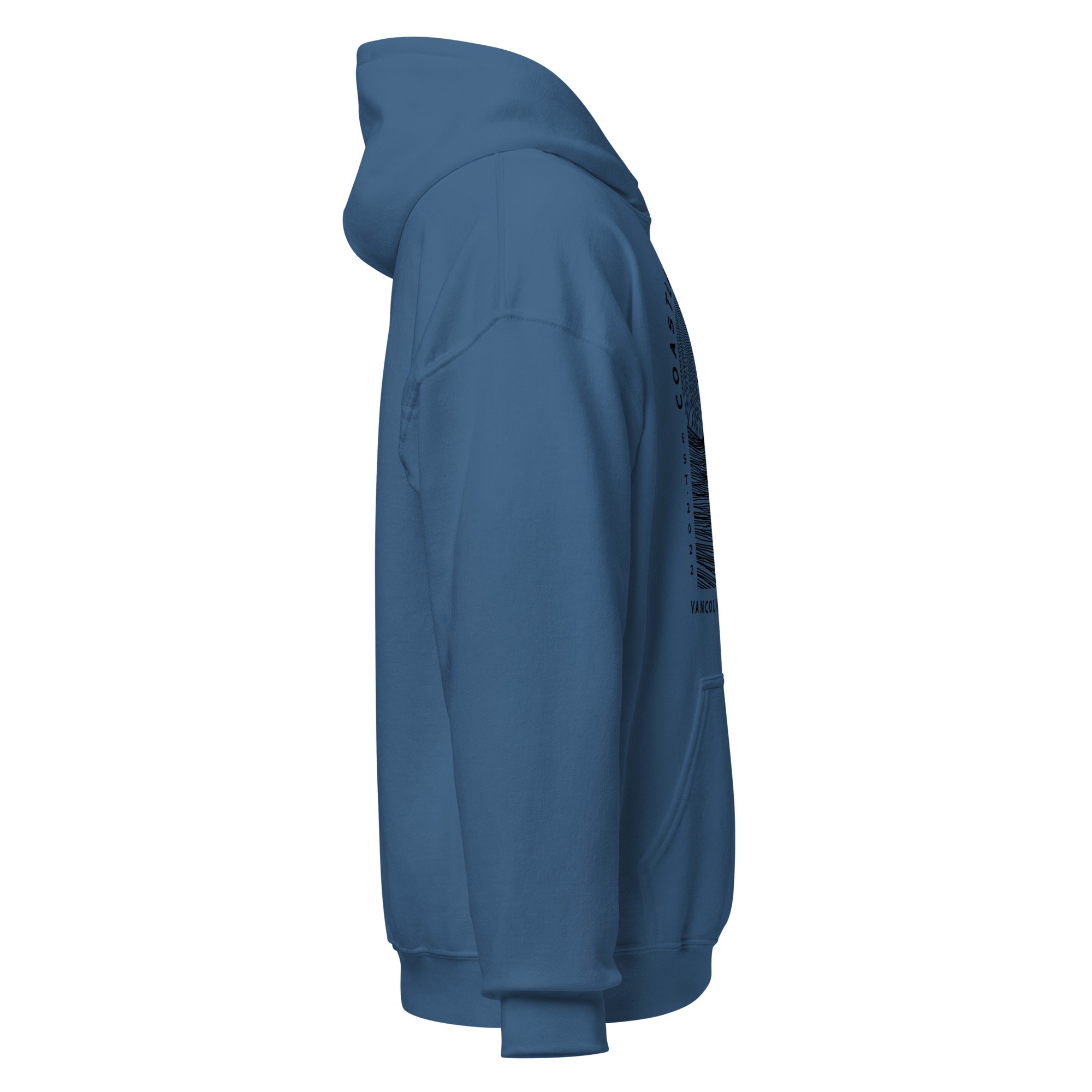 Design of Vancouver Island Wave Design - Black Line Art - Unisex Hoodie , the colour is