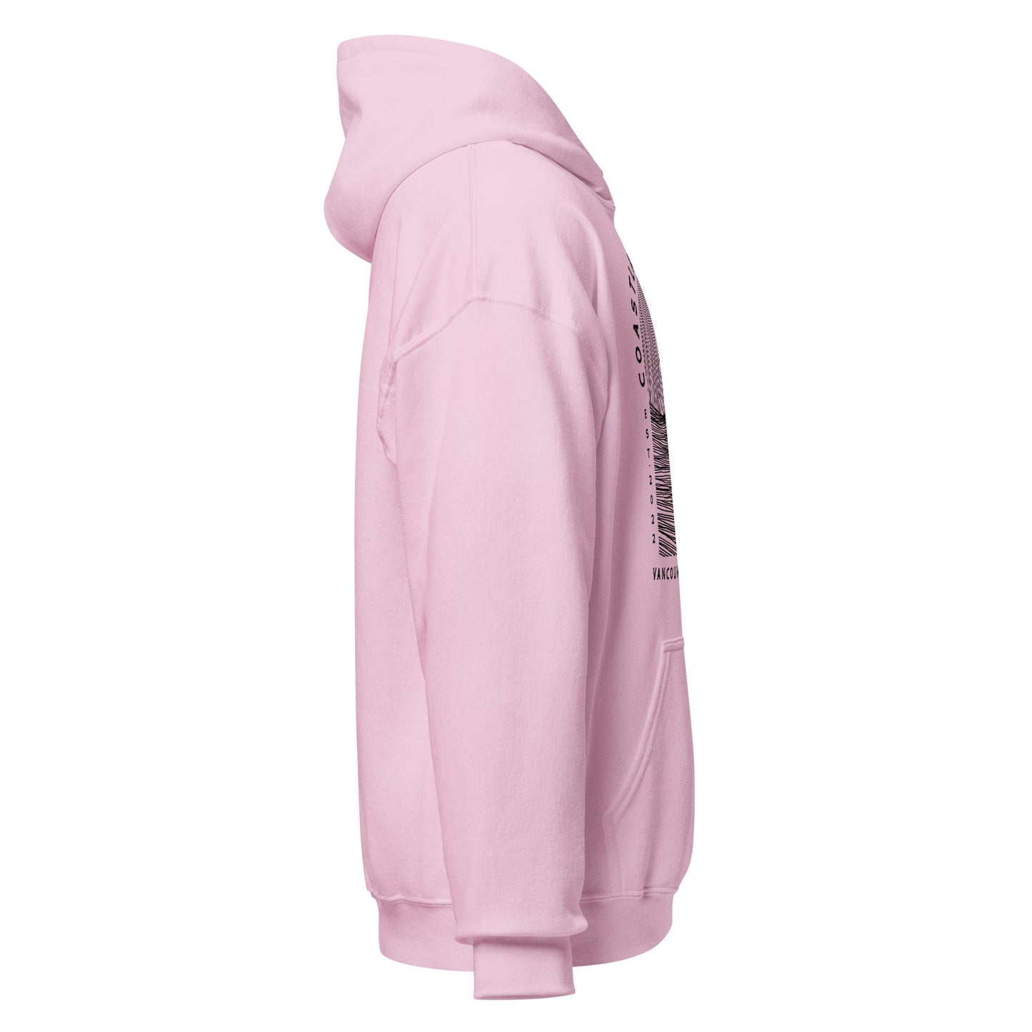 Design of Vancouver Island Wave Design - Black Line Art - Unisex Hoodie , the colour is