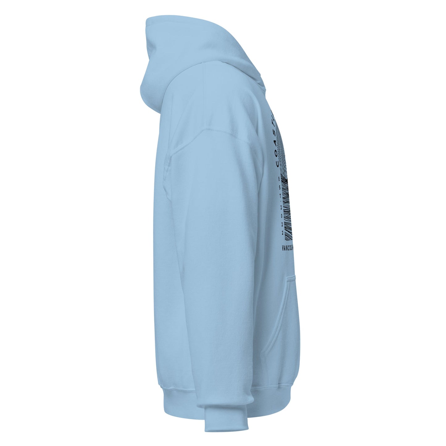 Design of Vancouver Island Wave Design - Black Line Art - Unisex Hoodie , the colour is