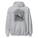 Design of Vancouver Island Wave Design - Black Line Art - Unisex Hoodie , the colour is Sport Grey