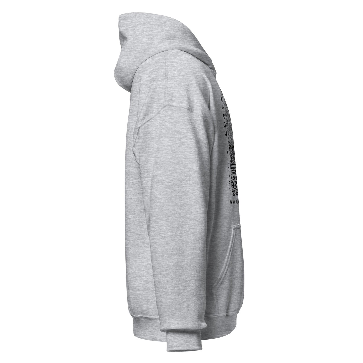Design of Vancouver Island Wave Design - Black Line Art - Unisex Hoodie , the colour is