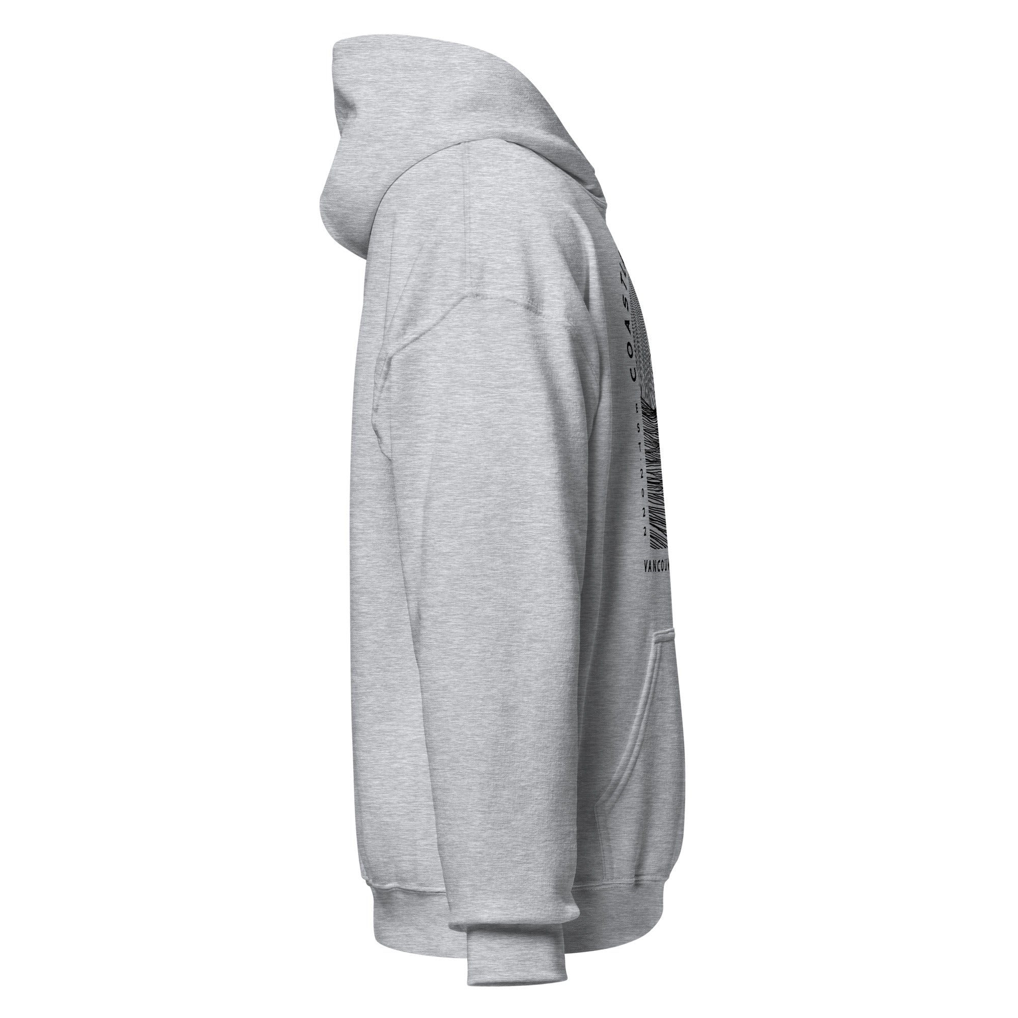 Design of Vancouver Island Wave Design - Black Line Art - Unisex Hoodie , the colour is