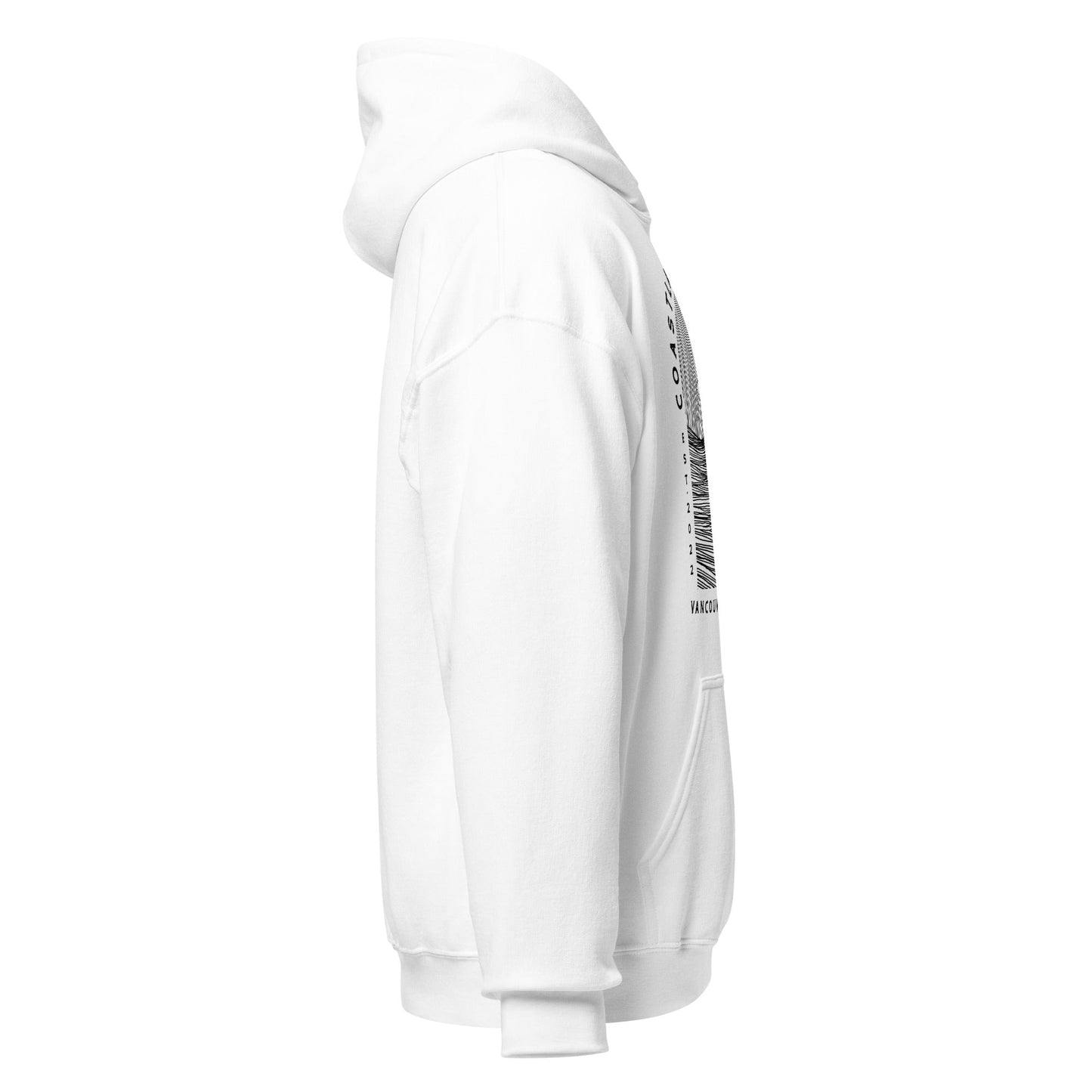 Design of Vancouver Island Wave Design - Black Line Art - Unisex Hoodie , the colour is