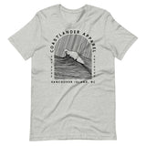 Design of Vancouver Island Wave Design - Black Line Art - Unisex t-shirt , the colour is Athletic Heather
