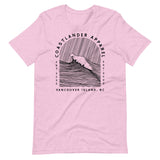 Design of Vancouver Island Wave Design - Black Line Art - Unisex t-shirt , the colour is Heather Prism Lilac