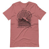 Design of Vancouver Island Wave Design - Black Line Art - Unisex t-shirt , the colour is Mauve