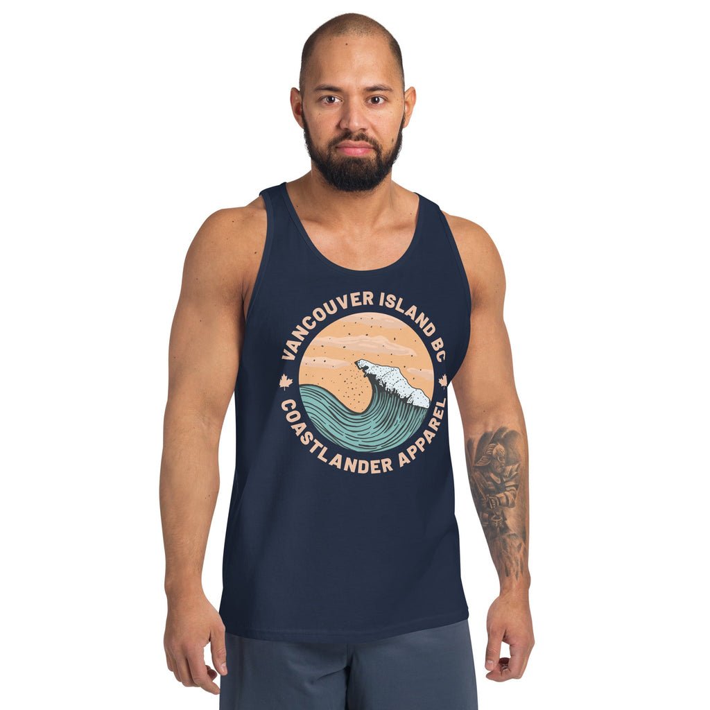 Design of Vancouver Island Wave Design - Men's Tank Top , the colour is Navy