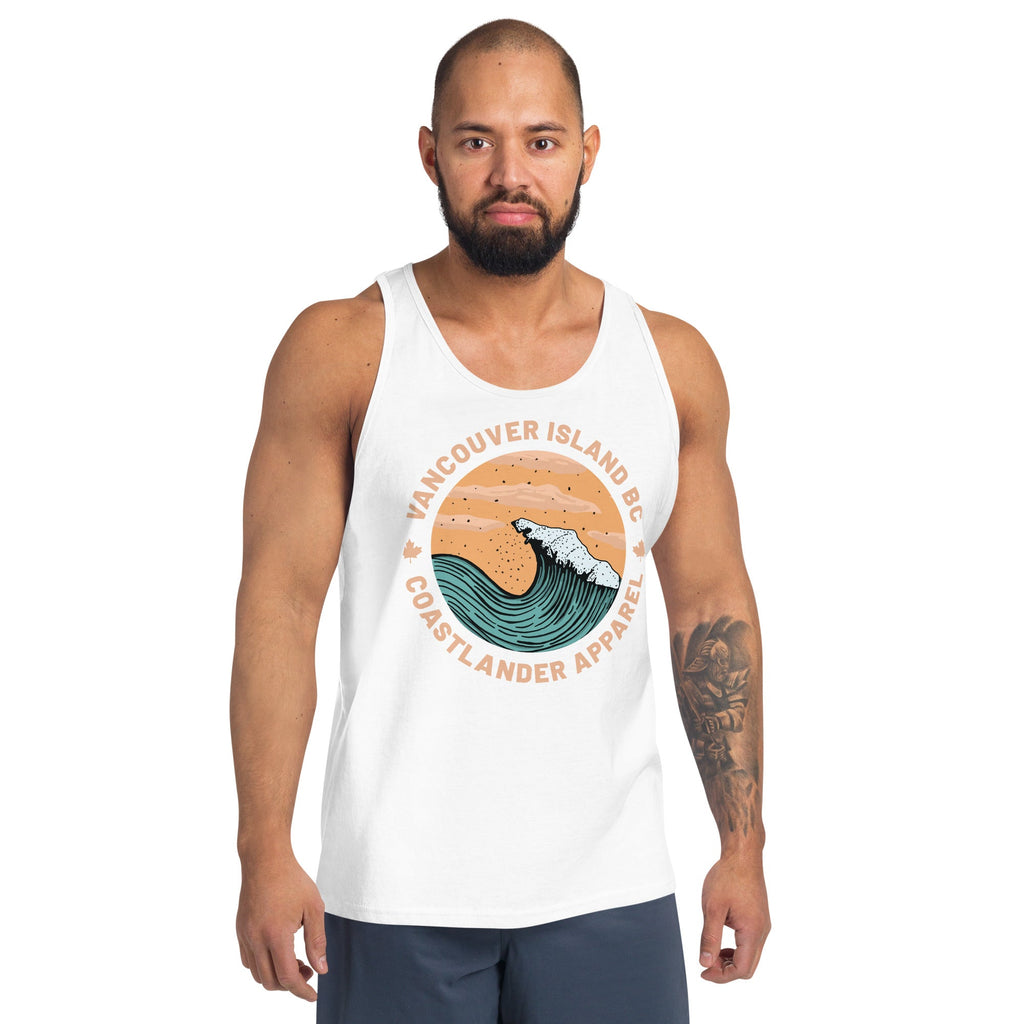 Design of Vancouver Island Wave Design - Men's Tank Top , the colour is White