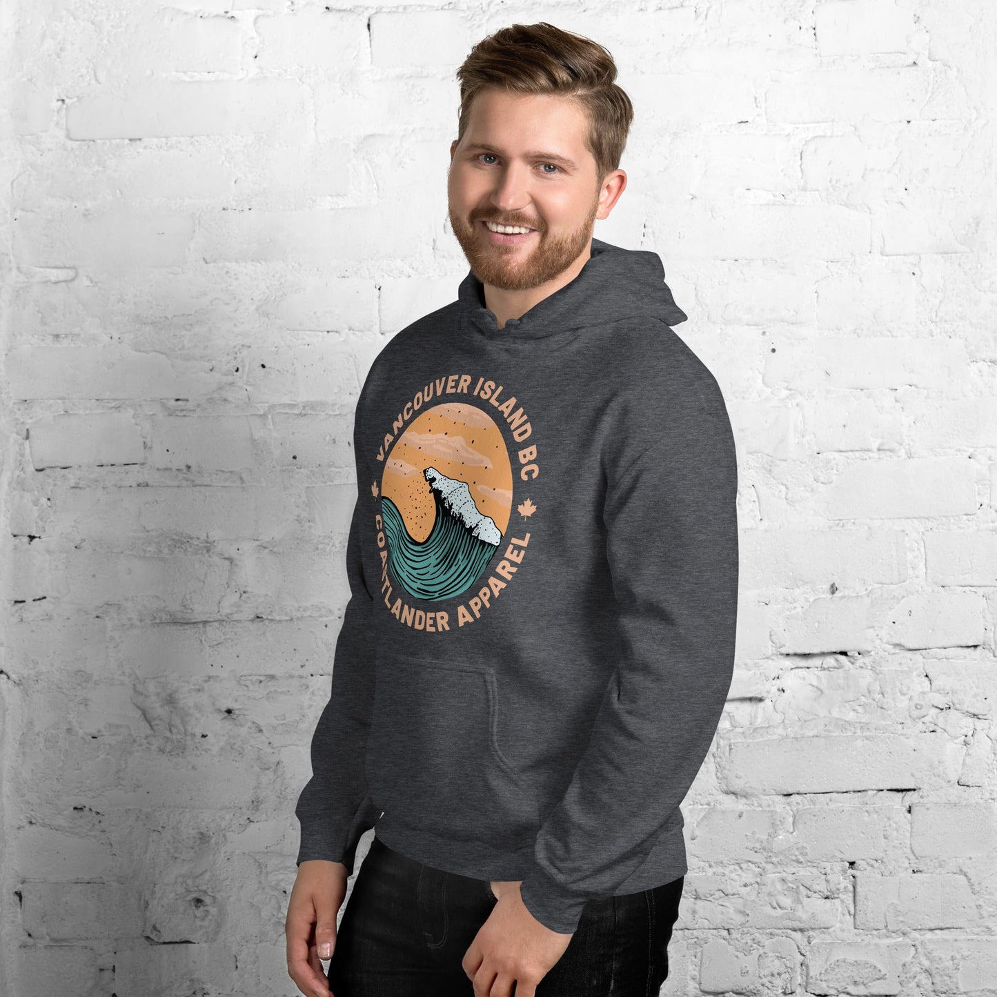 Design of Vancouver Island Wave Design - Unisex Hoodie , the colour is