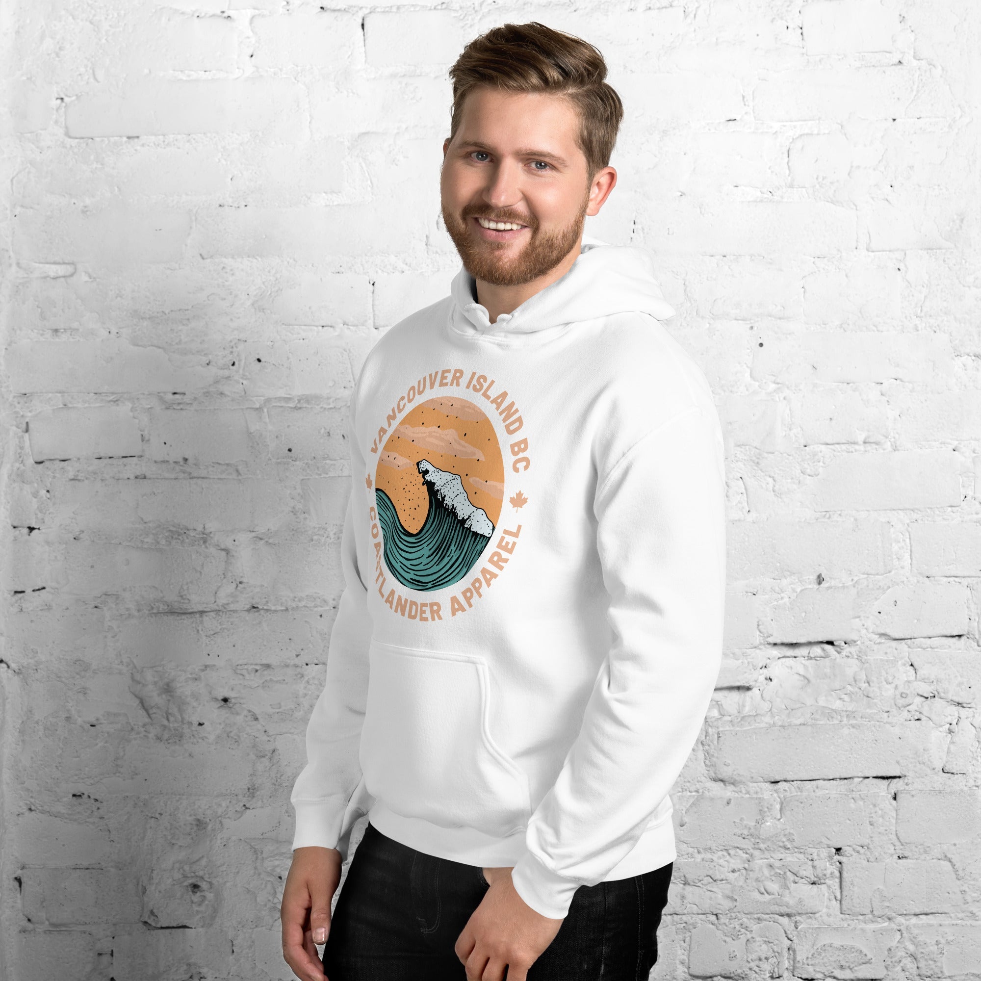 Design of Vancouver Island Wave Design - Unisex Hoodie , the colour is