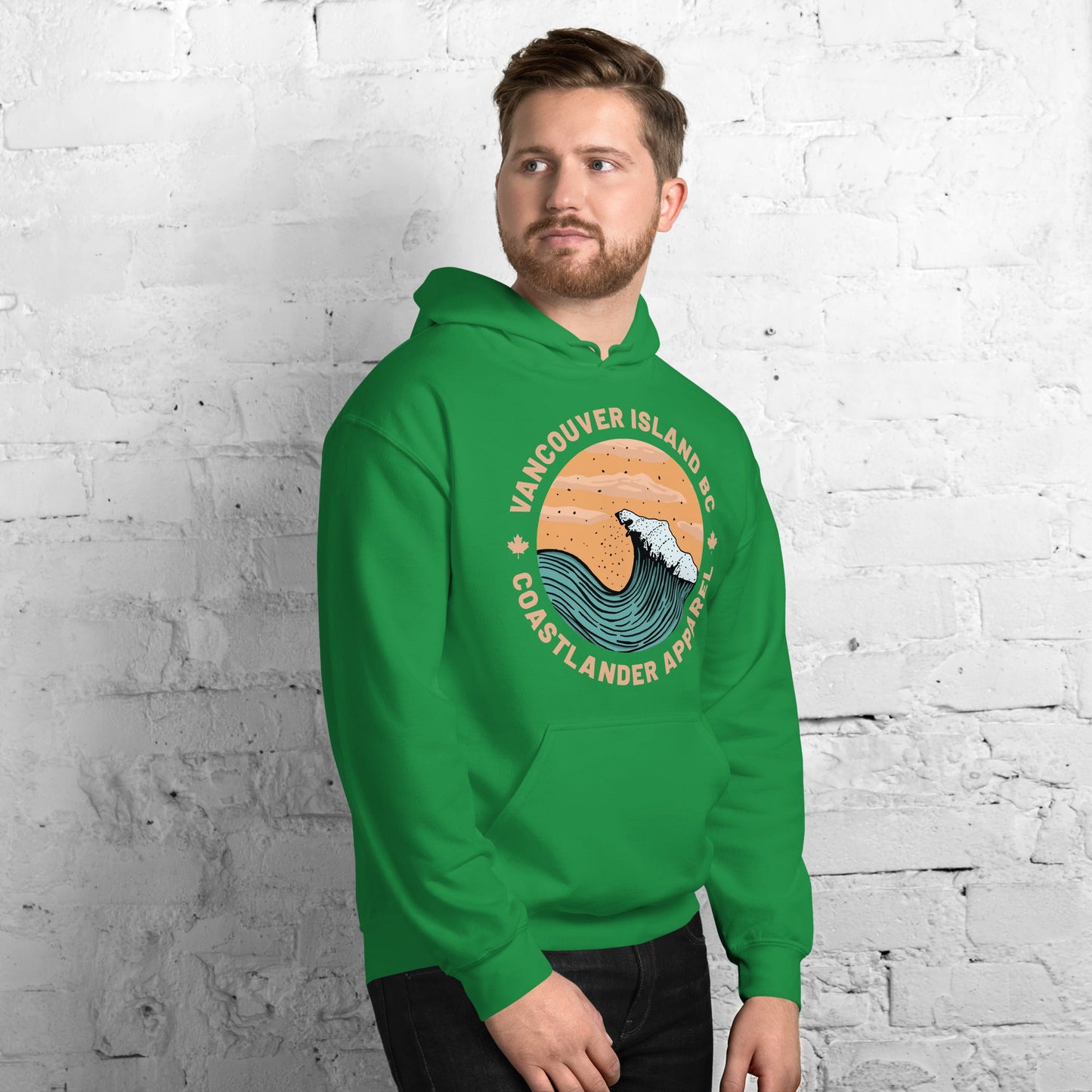 Design of Vancouver Island Wave Design - Unisex Hoodie , the colour is