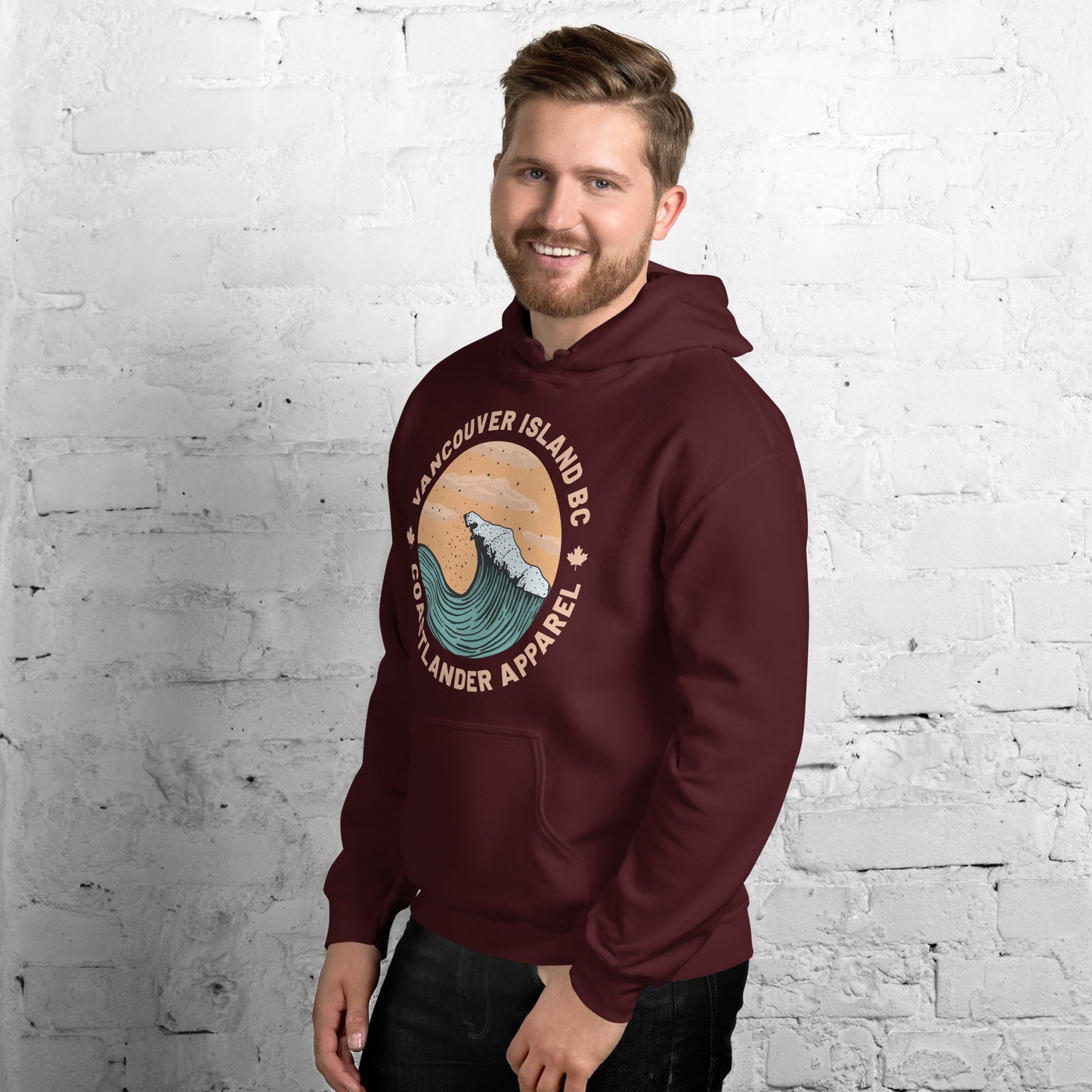 Design of Vancouver Island Wave Design - Unisex Hoodie , the colour is