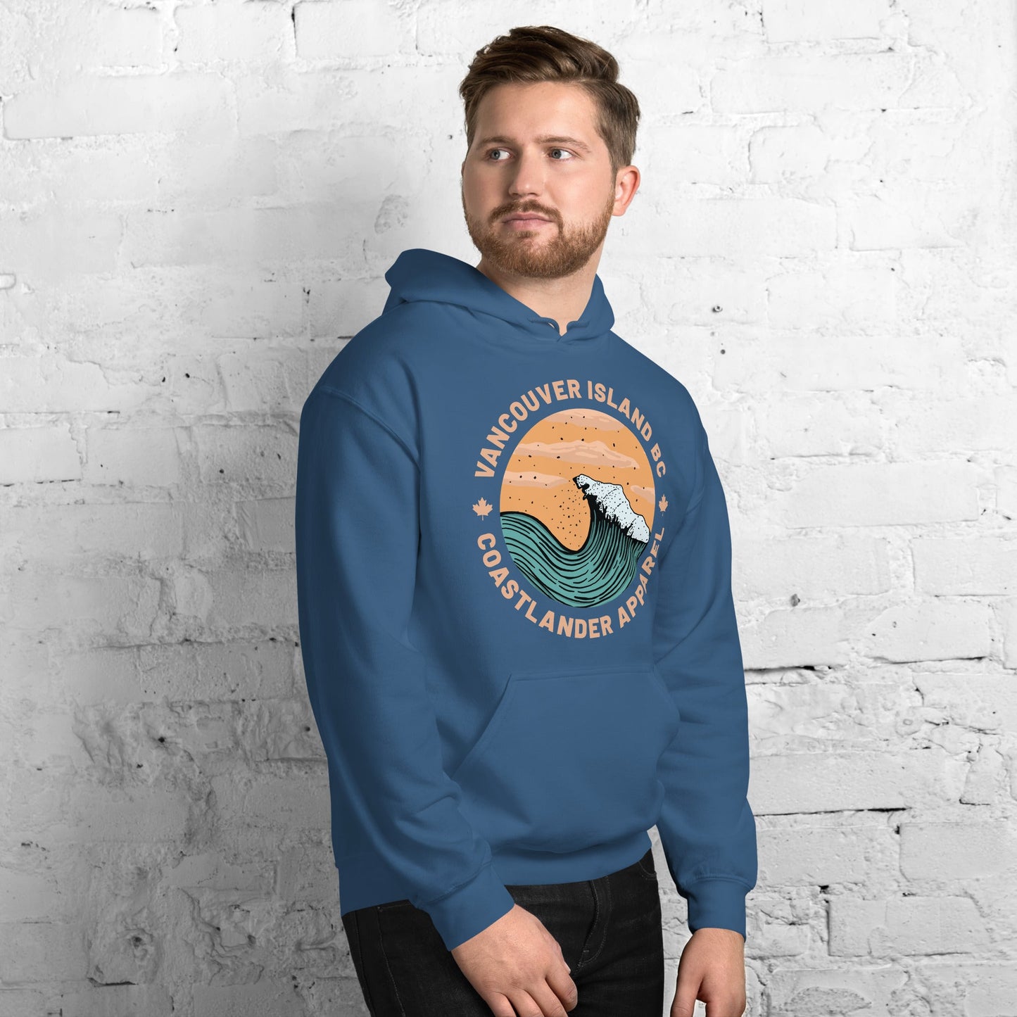 Design of Vancouver Island Wave Design - Unisex Hoodie , the colour is